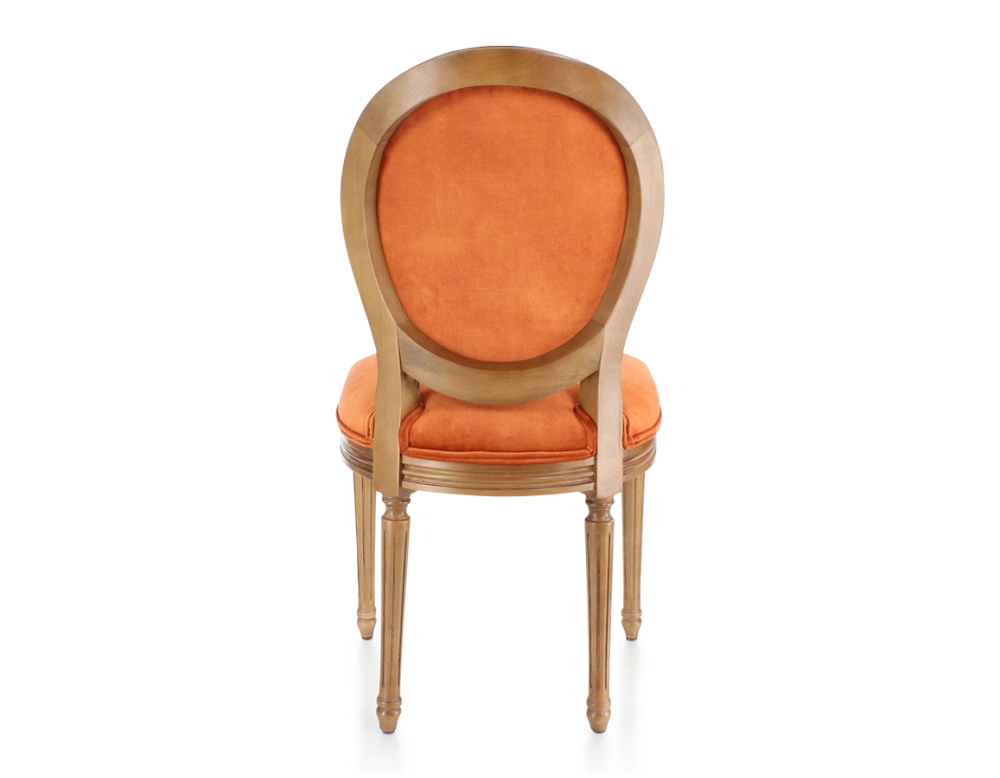 Chaise ancienne style Louis XVI bois teinte ancienne et tissu velours terracotta Chaise ancienne style Louis XVI bois teinte ancienne et tissu velours terracotta
