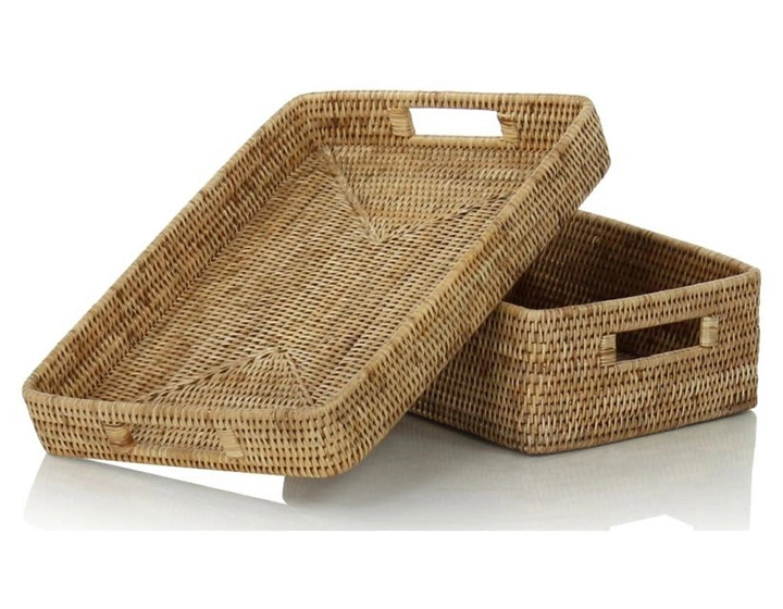 Panier de rangement rectangulaire en rotin naturel Panier de rangement rectangulaire en rotin naturel