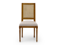 Chaise ancienne style Louis XVI dossier canné assise tissu gris clair Chaise ancienne style Louis XVI dossier canné assise tissu gris clair