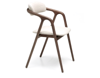 Chaise scandinave bois teinte marron foncé assise tissu beige naturel Chaise scandinave bois teinte marron foncé assise tissu beige naturel