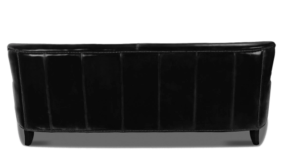 Canapé club cuir 3 places noir accoudoirs cloutés