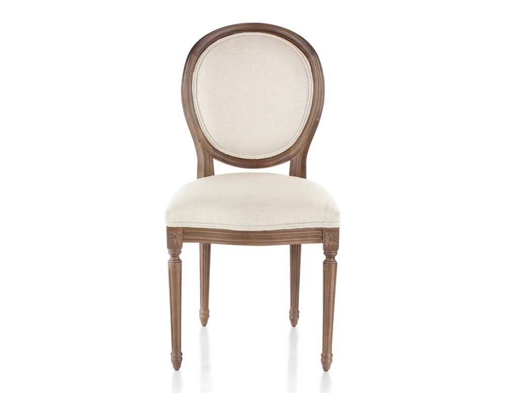 Antique Louis XVI style chair dark brown stained wood and beige chevron fabric Antique Louis XVI style chair dark brown stained wood and beige chevron fabric