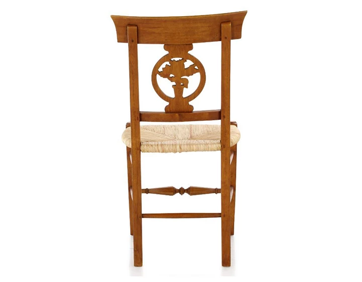 Chaise ancienne style directoire en bois et paille naturelle