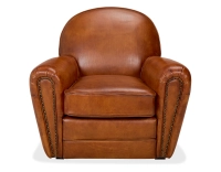 Leather club armchair light brown studded armrests Leather club armchair light brown studded armrests