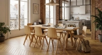8 person oak dining table natural tint wooden top 180x100 cm