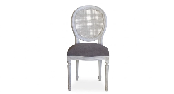 Louis XVI style antique chair wood antique stain and navy blue fabric