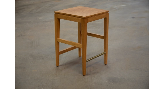 Design bar stool H60 cm wooden seat with a natural wood finish.