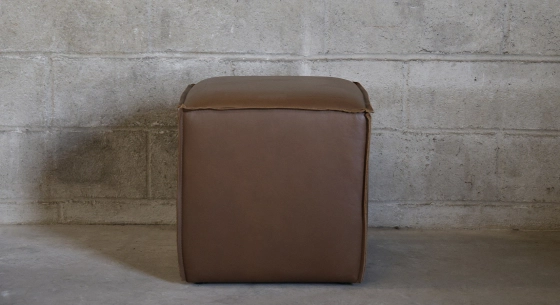 Pouf cuir de vachette noisette