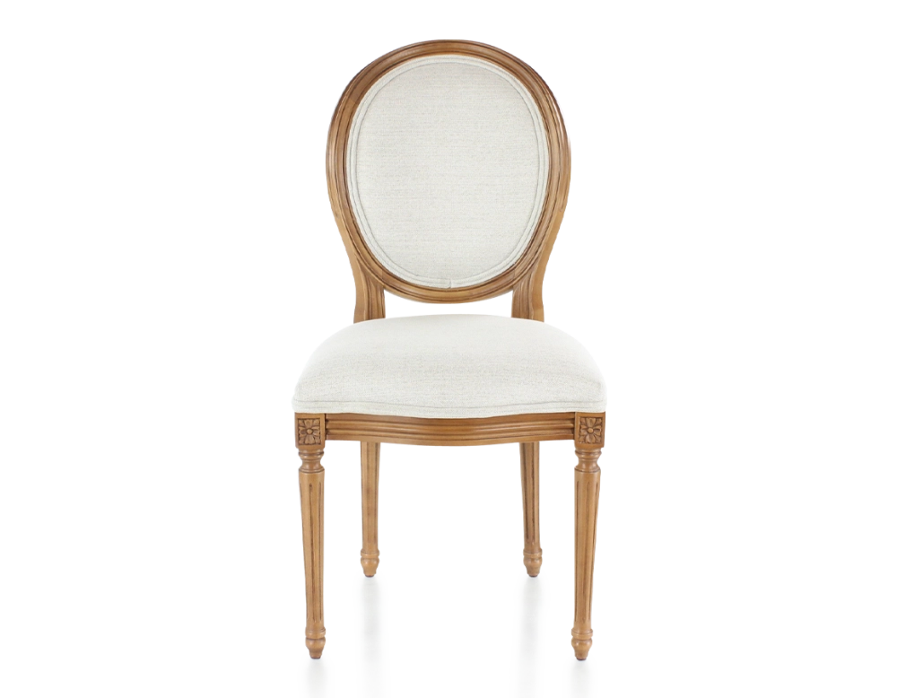 Chaise ancienne style Louis XVI bois teinte ancienne et tissu beige naturel Chaise ancienne style Louis XVI bois teinte ancienne et tissu beige naturel