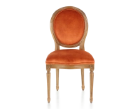 Chaise ancienne style Louis XVI bois teinte ancienne et tissu velours terracotta Chaise ancienne style Louis XVI bois teinte ancienne et tissu velours terracotta