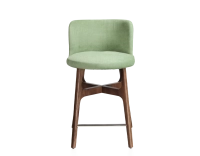 Tabouret de bar h60 cm bois teinte marron foncé assise tissu vert Tabouret de bar h60 cm bois teinte marron foncé assise tissu vert