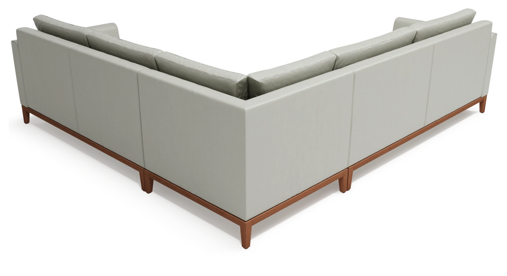 6-seater corner sofa with longer right angle pearl grey leather (2g - a - 3d) 6-seater corner sofa with longer right angle pearl grey leather (2g - a - 3d)