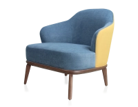 Fauteuil design tissu jaune et bleu jean Fauteuil design tissu jaune et bleu jean