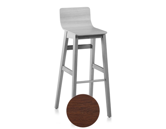 Tabouret de bar en chêne H80 cm bois teinte marron foncé