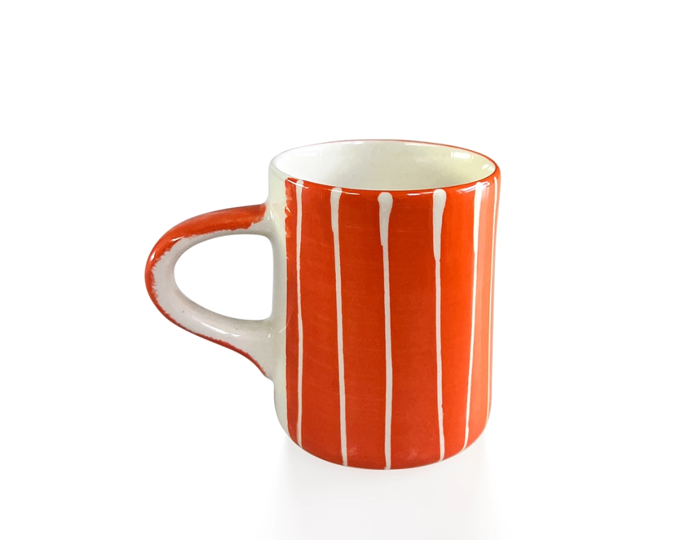 Tasse à café en céramique striée orange Tasse à café en céramique striée orange