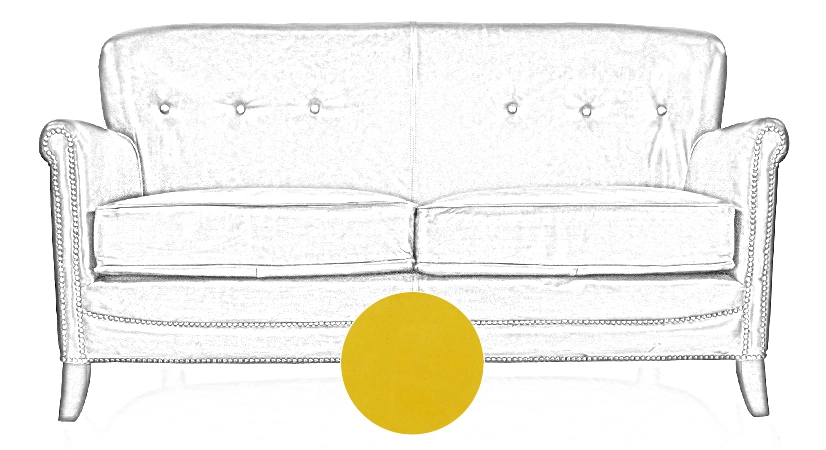 2 seater leather club sofa yellow studded armrests 2 seater leather club sofa yellow studded armrests