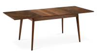 Table extensible en noyer et céramique allonges bois avec bois teinte naturelle et plateau céramique brun oxydé 140x90 cm
