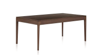 Table salle à manger en chêne 6 personnes teinte marron foncé plateau bois 140x100 cm