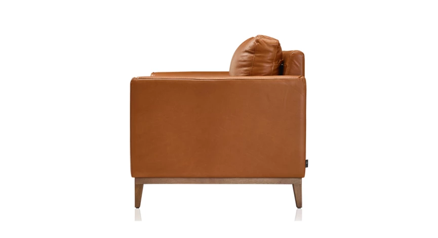 Canapé design 2,5 places cuir châtain