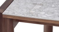 Table extensible 8 à 12 personnes en noyer et céramique allonges céramique bois teinte naturelle et céramique effet terrazzo gris 160x100 cm Table extensible 8 à 12 personnes en noyer et céramique allonges céramique bois teinte naturelle et céramique effet terrazzo gris 160x100 cm