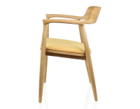 Chaise scandinave bois teinte naturelle et tissu jaune Chaise scandinave bois teinte naturelle et tissu jaune