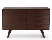 Buffet 2 portes en chêne bois teinte marron foncé Buffet 2 portes en chêne bois teinte marron foncé