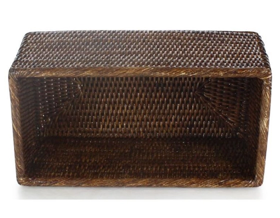 Rectangular brown rattan storage basket