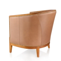 Fauteuil ancien teinte merisier et cuir noisette Fauteuil ancien teinte merisier et cuir noisette