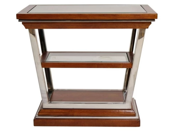 Table d'appoint rectangulaire bois et inox