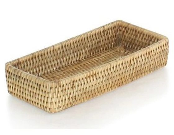 Rectangular natural rattan basket