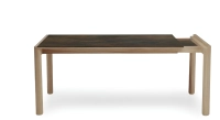Table extensible 8 à 12 personnes en chêne et céramique allonges céramique bois teinte naturelle et céramique brun oxydé 160x100 cm