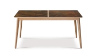 Table extensible 8 à 12 personnes en chêne et céramique allonges bois avec bois teinte naturelle et plateau céramique brun oxydé 160x100 cm Table extensible 8 à 12 personnes en chêne et céramique allonges bois avec bois teinte naturelle et plateau céramique brun oxydé 160x100 cm