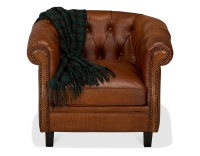 Chesterfield leather armchair light brown studded armrests Chesterfield leather armchair light brown studded armrests