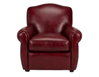 Sillón club de piel rojo carmín