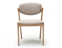 Chaise scandinave bois teinte naturelle assise tissu fusion