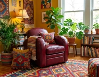 Fauteuil club cuir rouge carmin