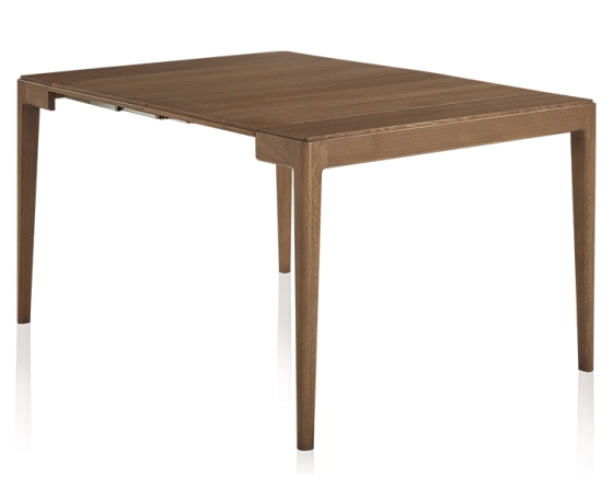 Extendable oak console table with 2 extension leaves walnut stain 120x50 cm