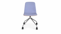 Office chair with 5 branches dossier bois teinte naturelle assise en tissu mauve