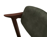 Scandinavian chair walnut-stained wood with forest green velvet seat. Scandinavian chair walnut-stained wood with forest green velvet seat.