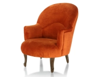 Toad armchair with armrests walnut-stained wooden legs and terracotta velvet fabric Toad armchair with armrests walnut-stained wooden legs and terracotta velvet fabric