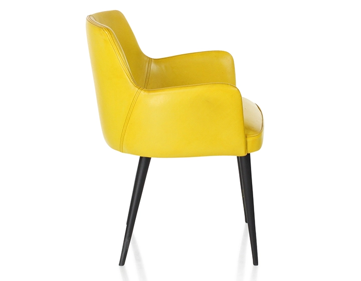 Vintage armchair with leather armrests yellow Vintage armchair with leather armrests yellow