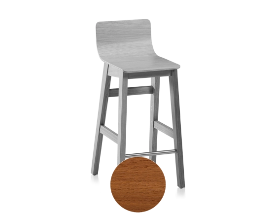 Tabouret de bar en chêne H60 cm bois teinte merisier