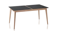 Table salle à manger en chêne et céramique avec bois teinte naturelle et plateau céramique effet ardoise 140x90 cm