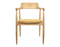 Chaise scandinave bois teinte naturelle et tissu jaune Chaise scandinave bois teinte naturelle et tissu jaune