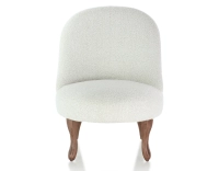 Fauteuil crapaud sans accoudoirs pieds bois teinte noyer et tissu bouclé blanc Fauteuil crapaud sans accoudoirs pieds bois teinte noyer et tissu bouclé blanc