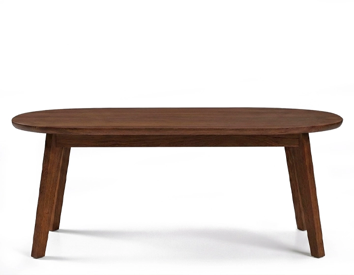 Mesa de centro ovalada de roble tinte marrón oscuro 100x60 cm