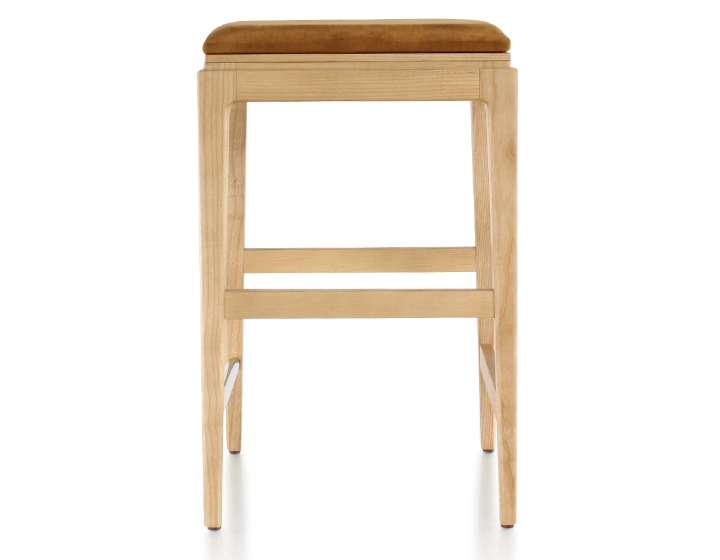 Tabouret de bar design H60 cm bois teinte naturelle assise tissu velours bronze Tabouret de bar design H60 cm bois teinte naturelle assise tissu velours bronze