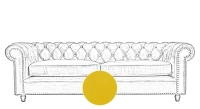 3 seater Chesterfield leather sofa yellow studded armrests 3 seater Chesterfield leather sofa yellow studded armrests