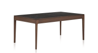 Table salle à manger en chêne et céramique 6 personnes avec bois teinte marron foncé et plateau céramique effet ardoise 140x100 cm Table salle à manger en chêne et céramique 6 personnes avec bois teinte marron foncé et plateau céramique effet ardoise 140x100 cm