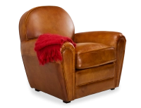 Fauteuil club cuir cognac accoudoirs passepoil Fauteuil club cuir cognac accoudoirs passepoil